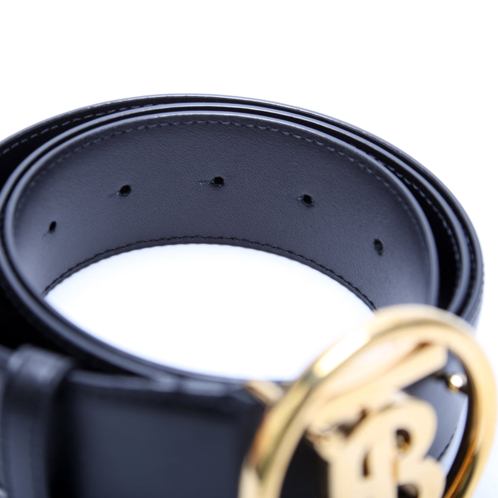 Circle TB Logo Leather Belt Size Medium Black