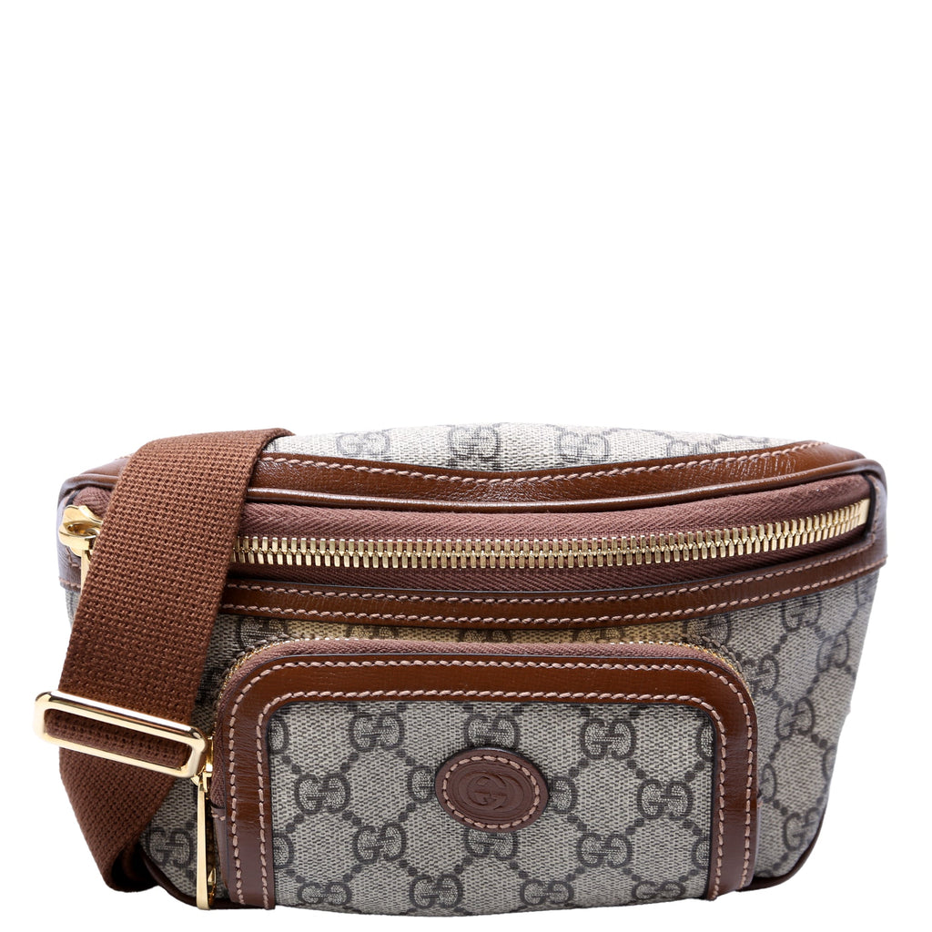 682933 GG Supreme Interlocking GG Belt Bag Brown