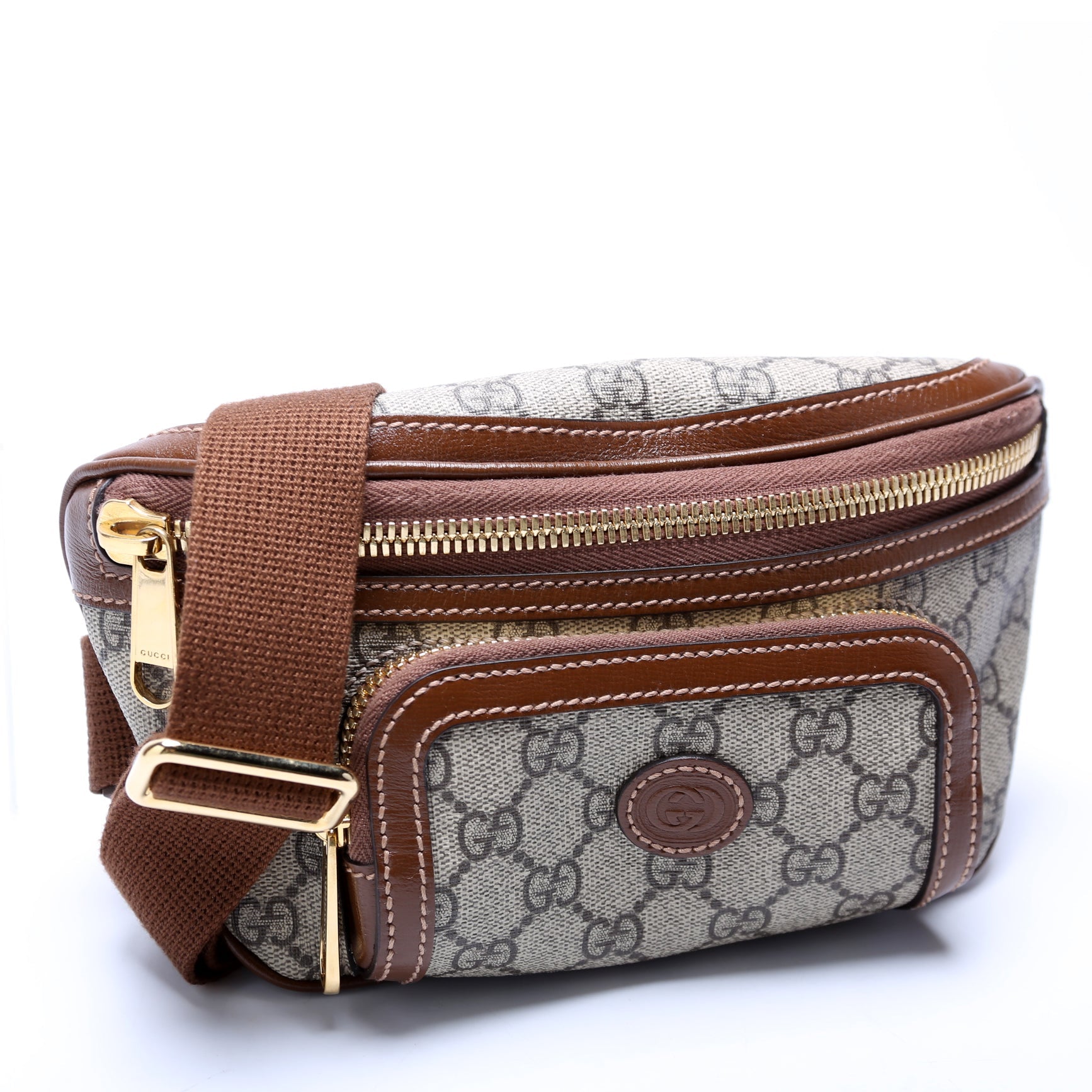 682933 GG Supreme Interlocking GG Belt Bag Brown