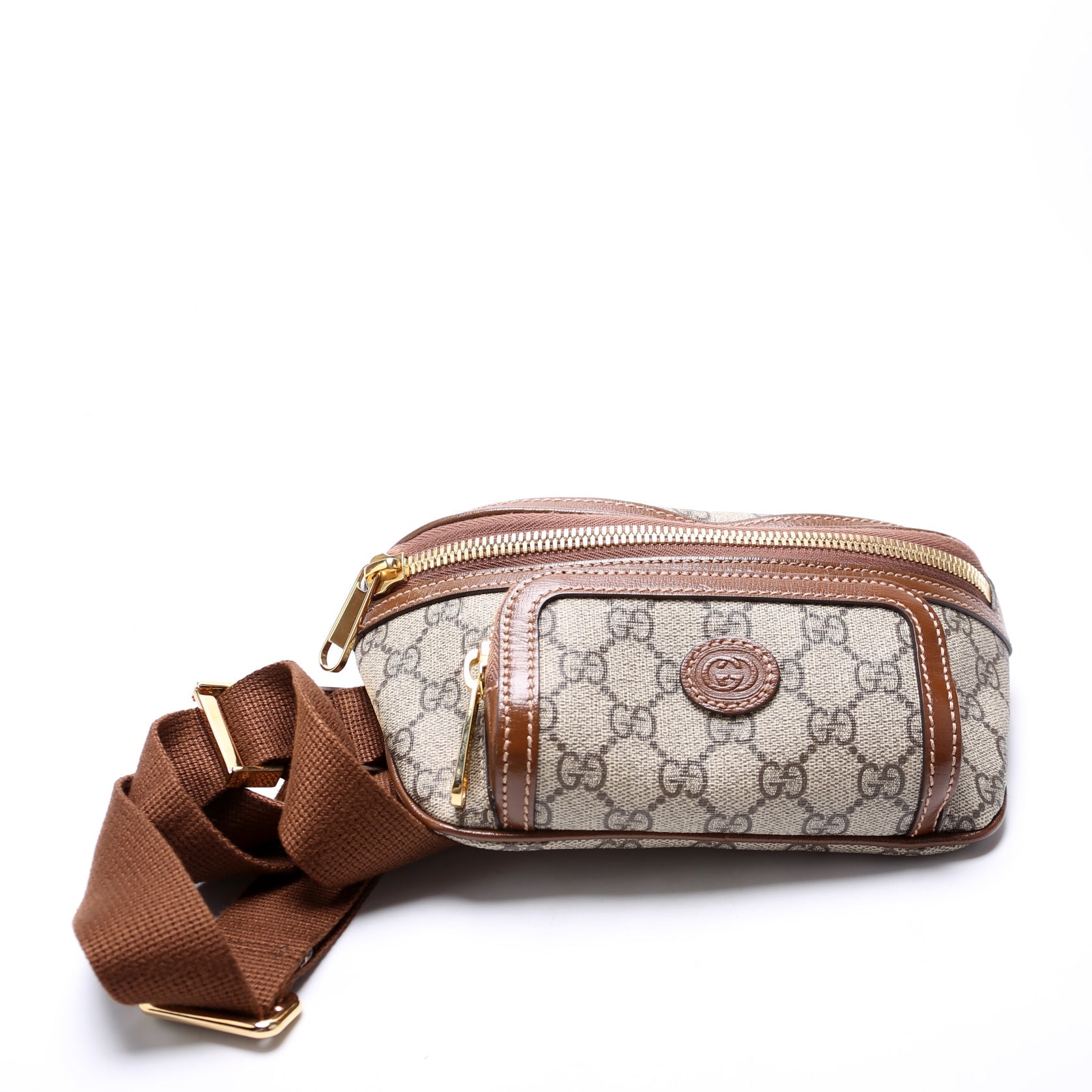 682933 GG Supreme Interlocking GG Belt Bag Brown