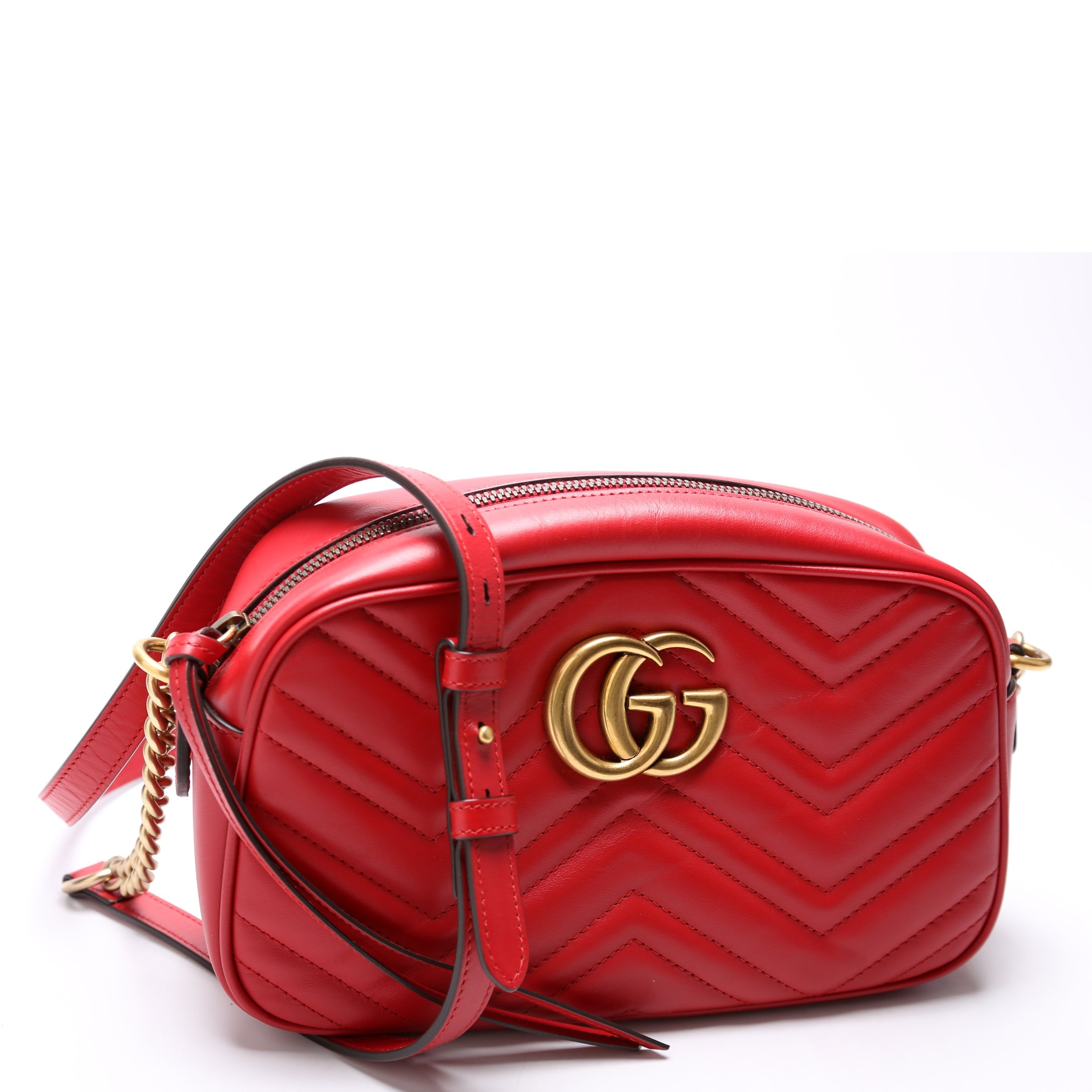 Gucci 447632 Marmont Small Leather Camera Red