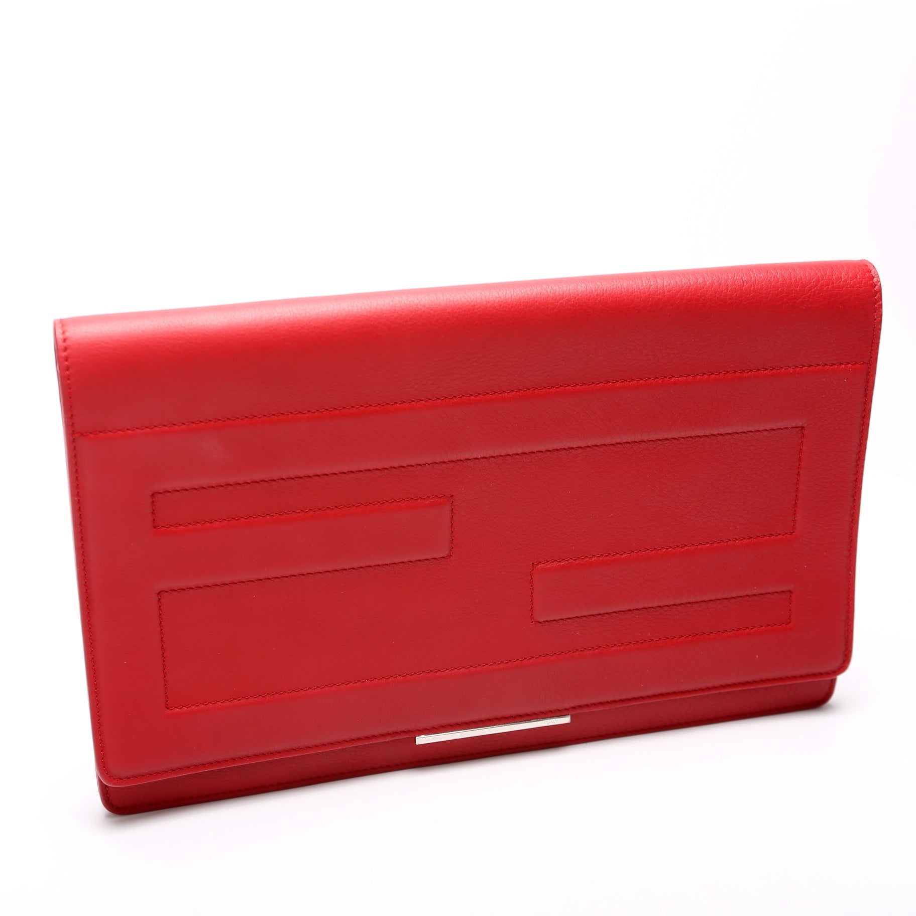 FF Logo Leather Fold Over Clutch Red