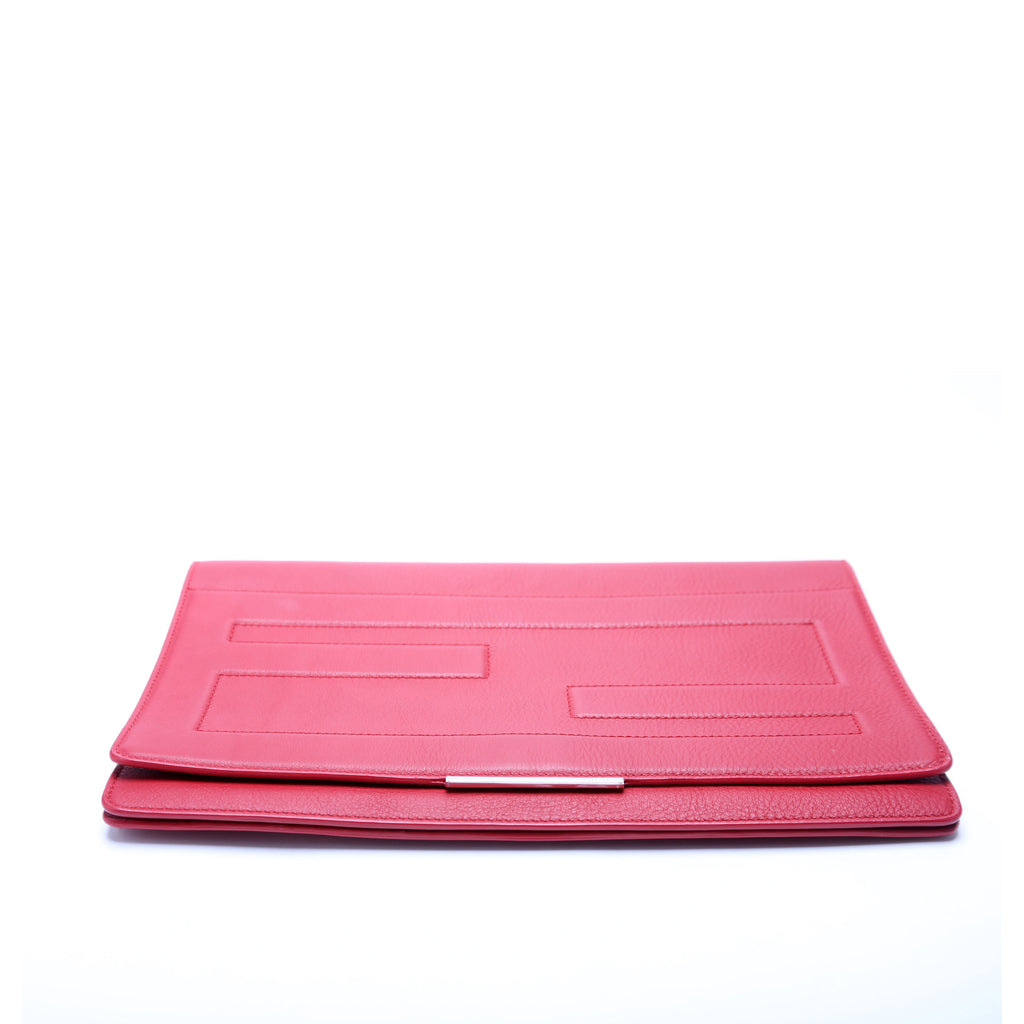 FF Logo Leather Fold Over Clutch Red