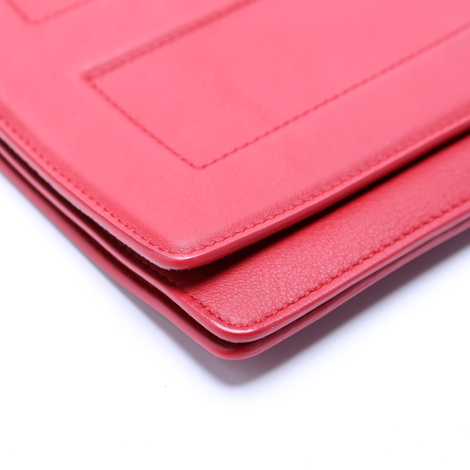 FF Logo Leather Fold Over Clutch Red