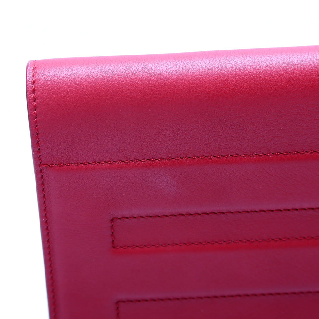 FF Logo Leather Fold Over Clutch Red
