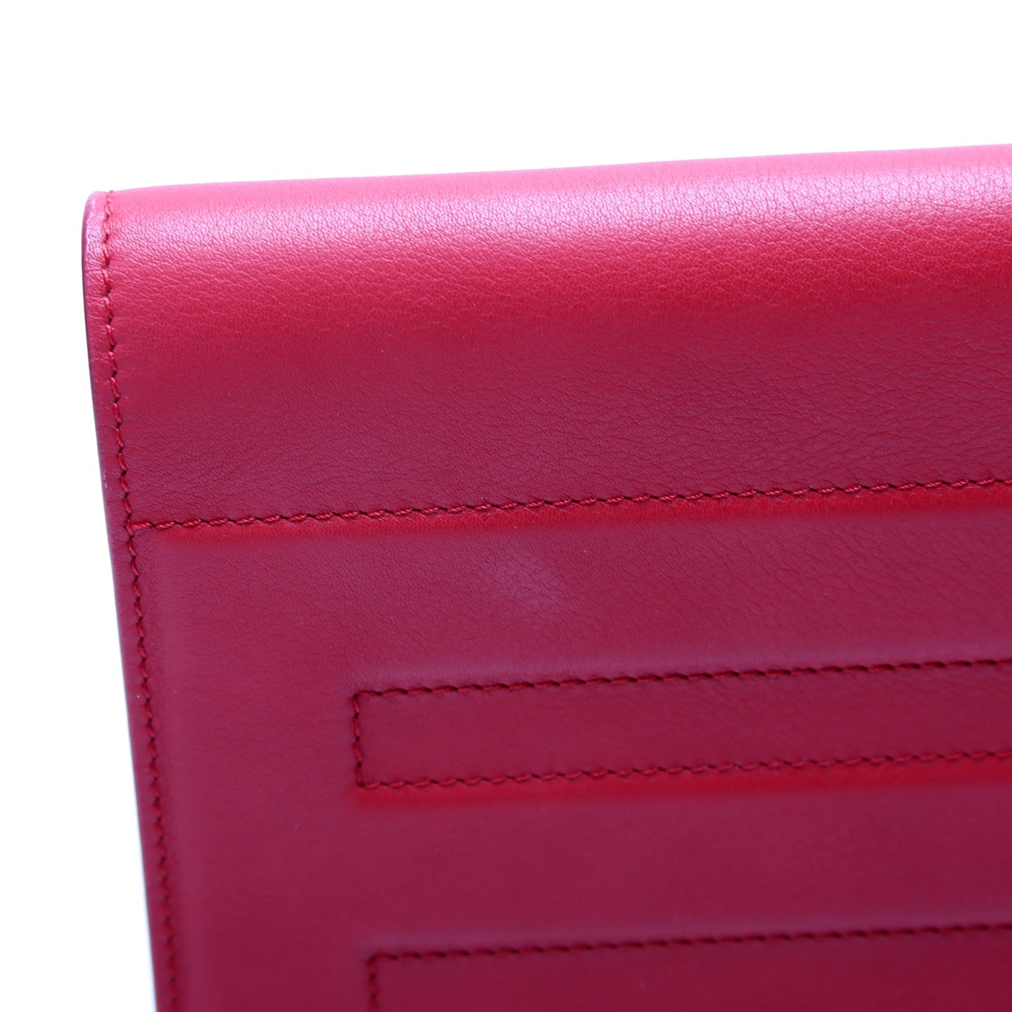 FF Logo Leather Fold Over Clutch Red