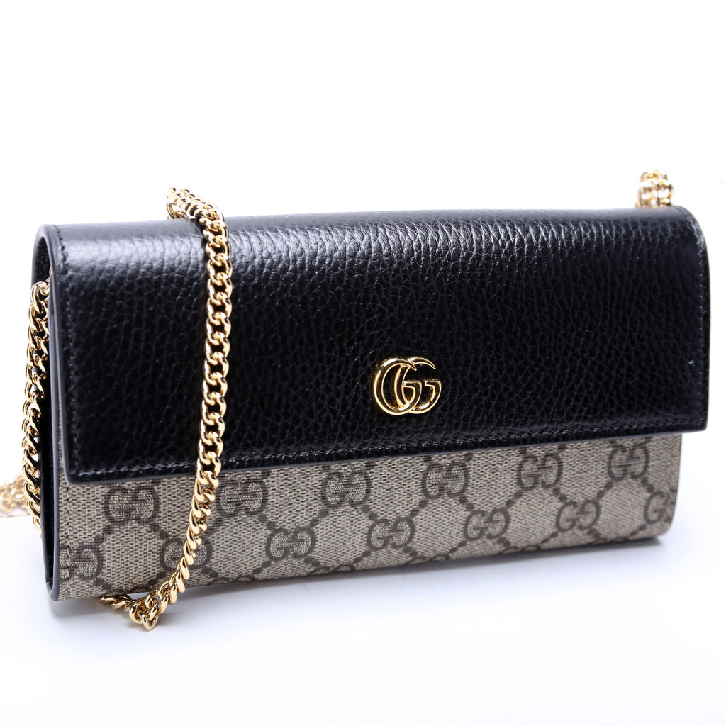 546585 GG Marmont Chain Wallet Black