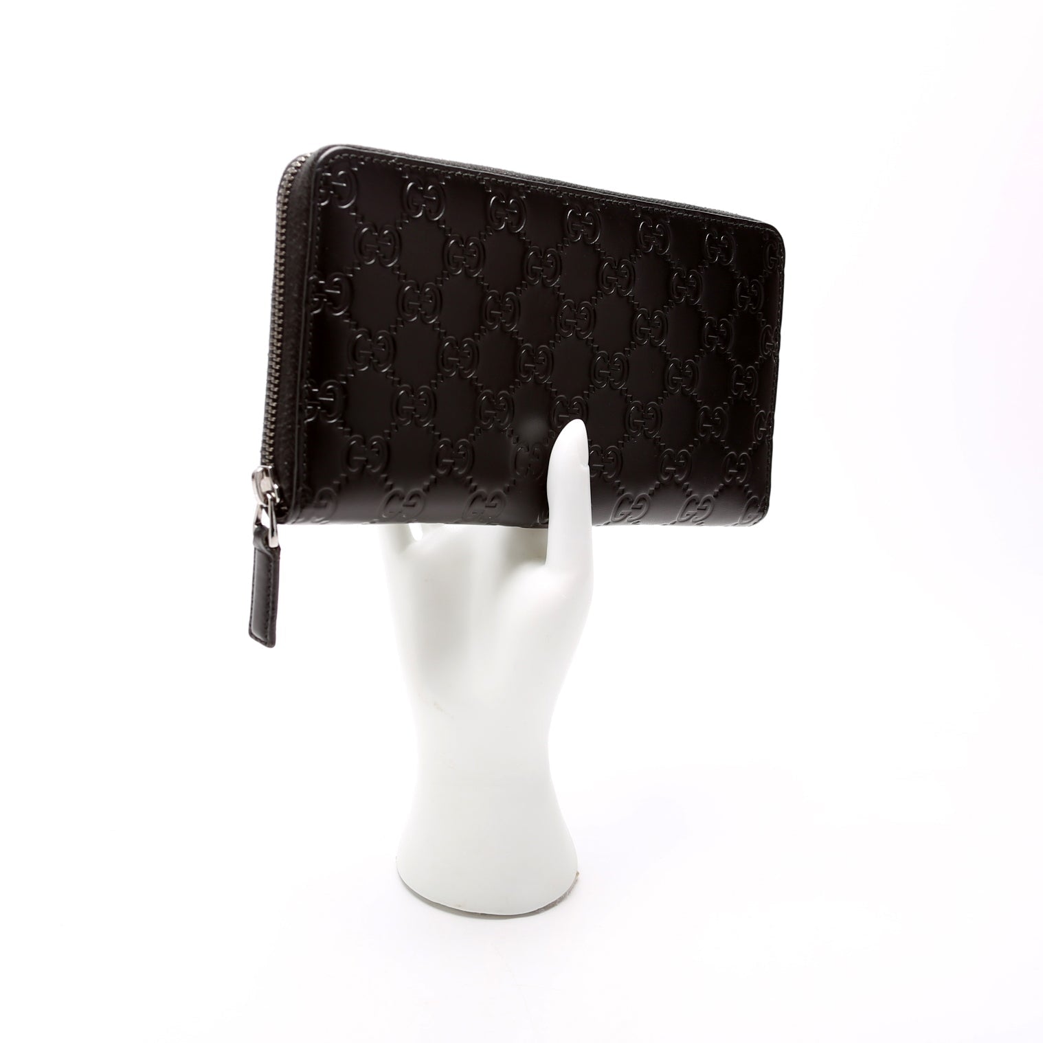 447906 Guccissima Zip Around Organizer Black