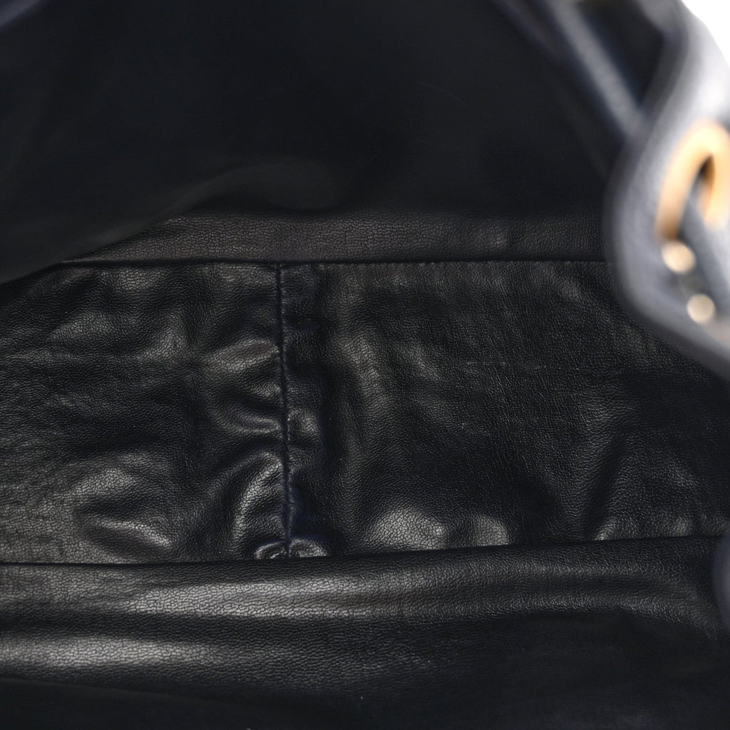 Chanel Caviar Quilted CC Drawstring Backpack Navy