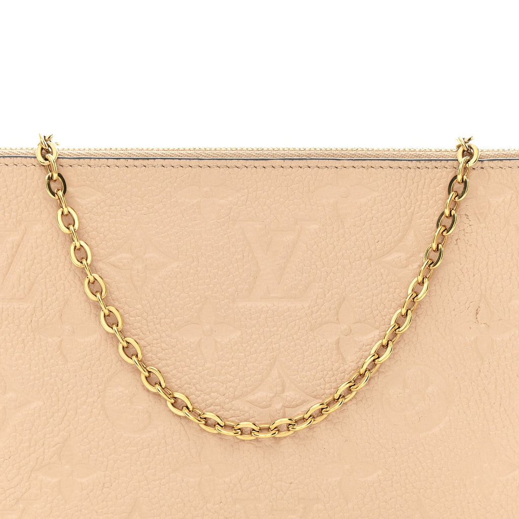 Louis Vuitton Empreinte Double Zip Pochette Beige Rose Creme