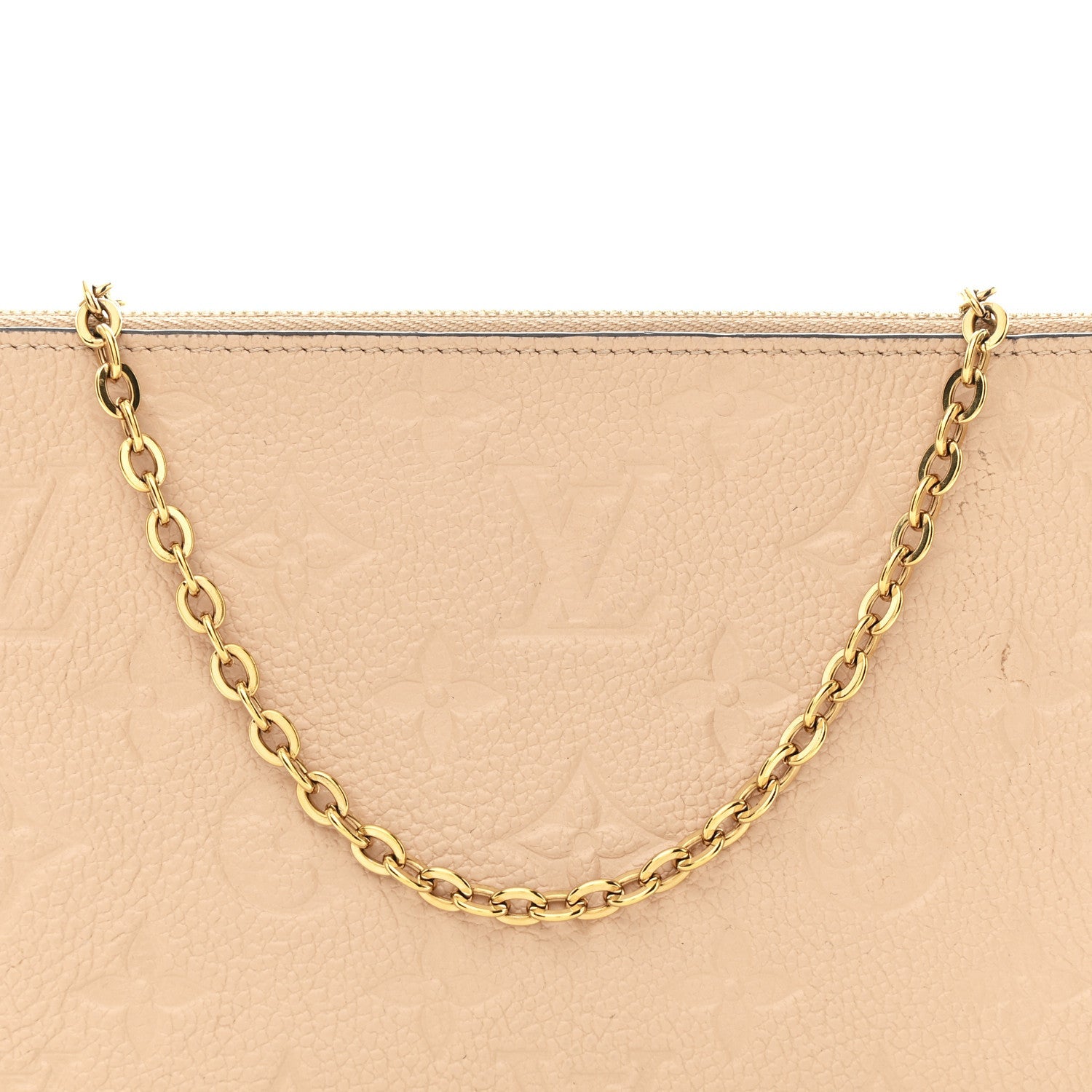 Louis Vuitton Empreinte Double Zip Pochette Beige Rose Creme