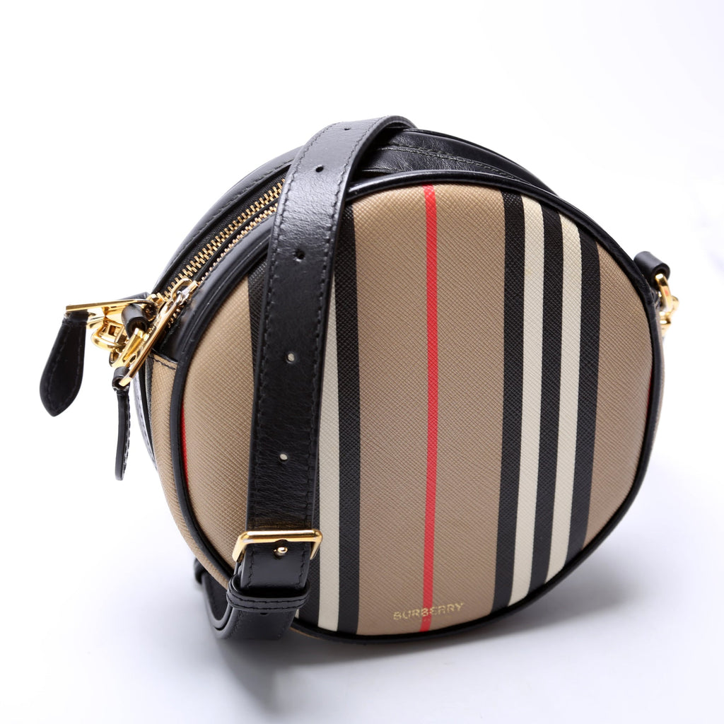 Louise Icon Stripe E-Canvas Crossbody Black