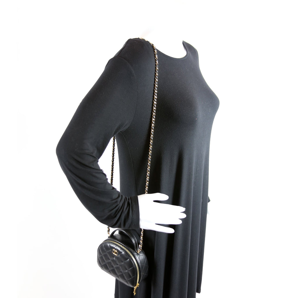 Chic Riviera Small Top Handle Vanity Lambskin RFID Black