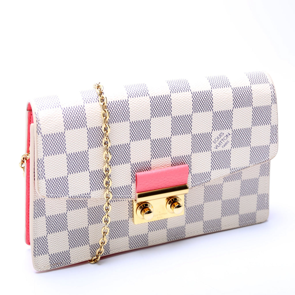 Croisette Chain Wallet NM Damier Azur Salmon