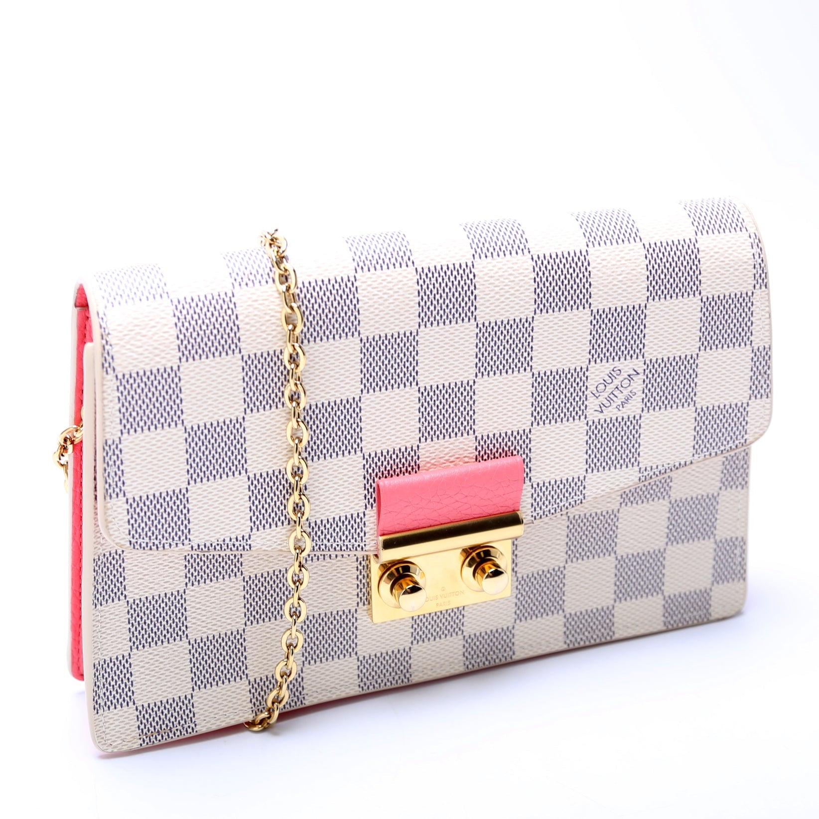 Croisette Chain Wallet NM Damier Azur Salmon