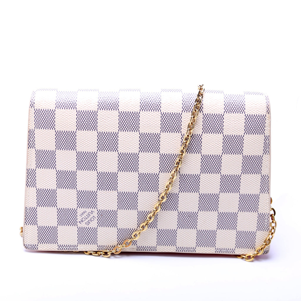 Croisette Chain Wallet NM Damier Azur Salmon