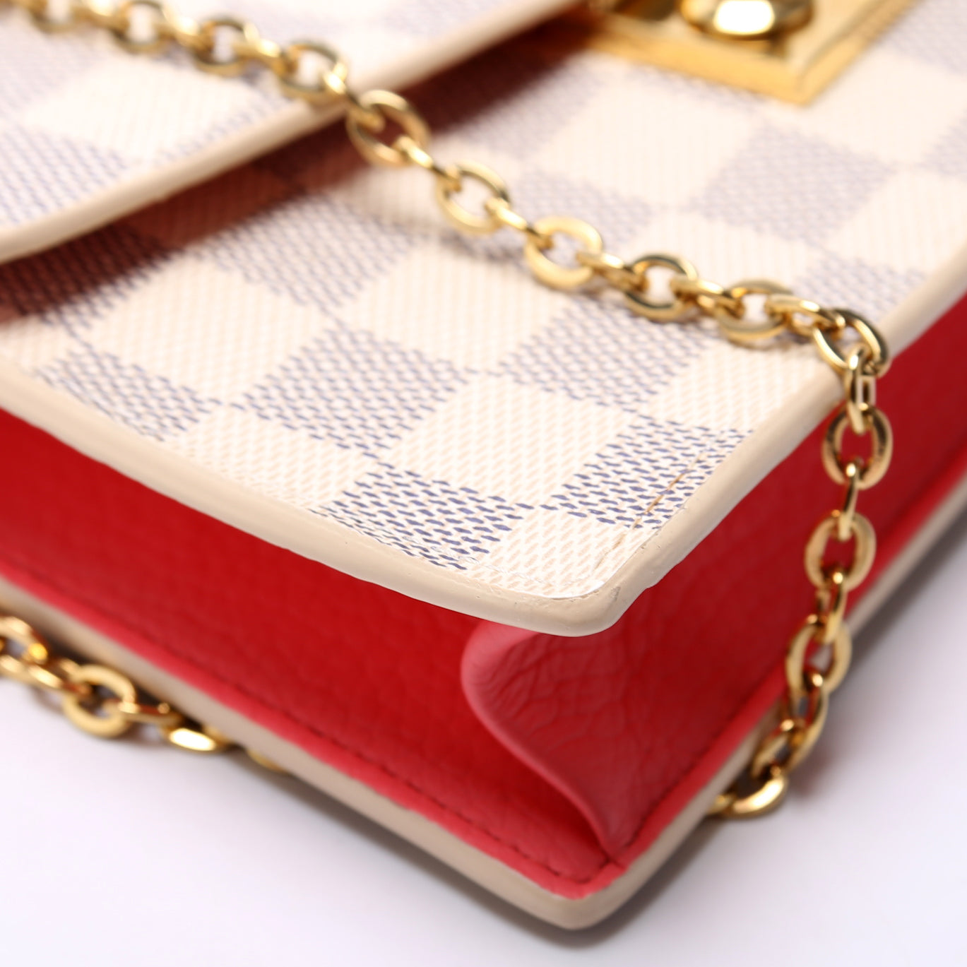 Croisette Chain Wallet NM Damier Azur Salmon