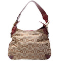 145826 Horsebit Canvas Creole Hobo Burgundy/Tan