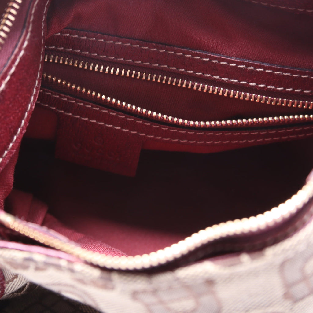 145826 Horsebit Canvas Creole Hobo Burgundy/Tan