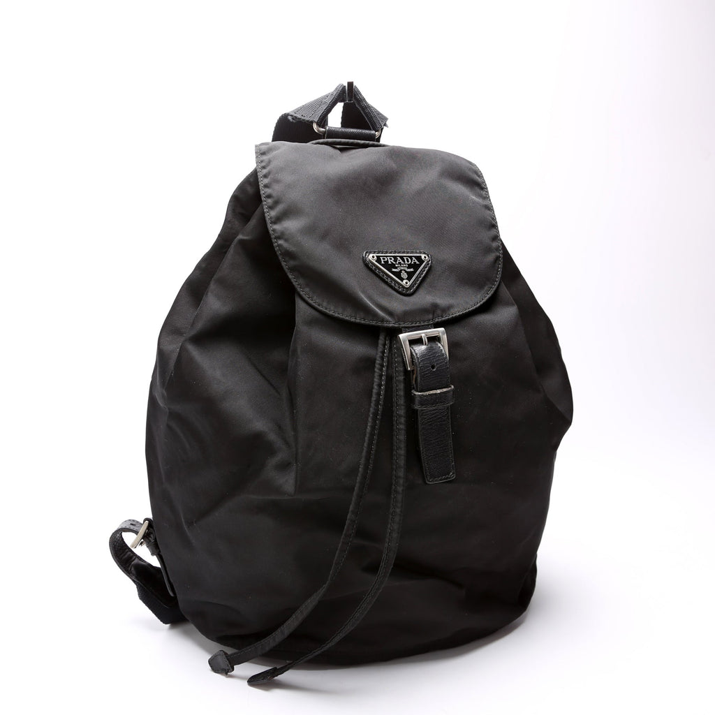 Flap Top Backpack Nylon Vintage Black