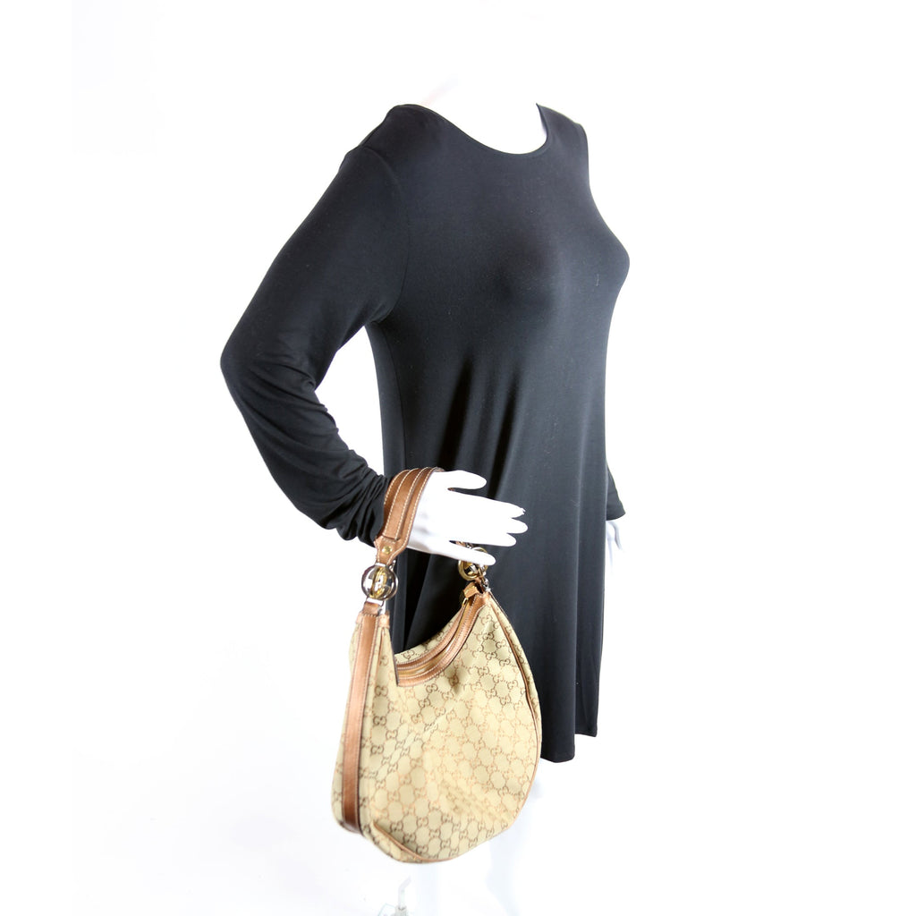 232962 GG Canvas Twins Hobo Brown/Tan
