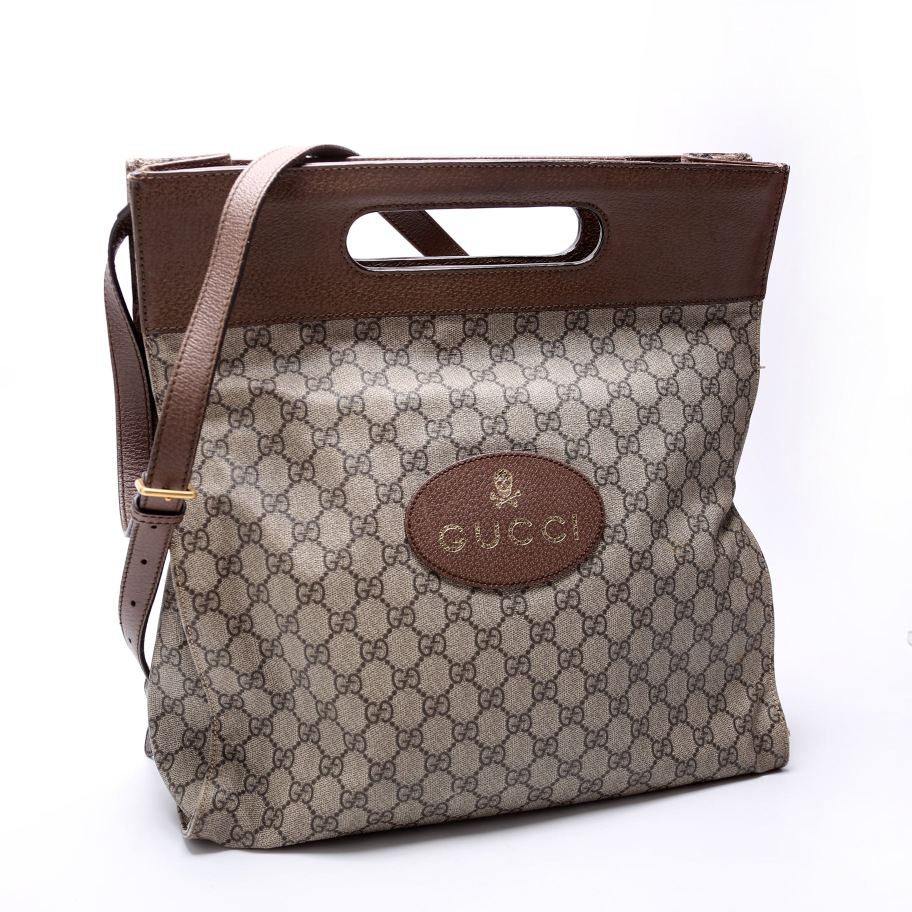 463491 GG Supreme Slip Handle Vertical Tote Brown