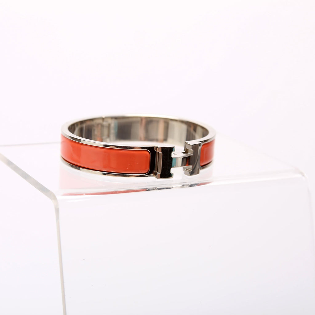 Hermes Clic Clac Narrow PM Bracelet Silver/Orange