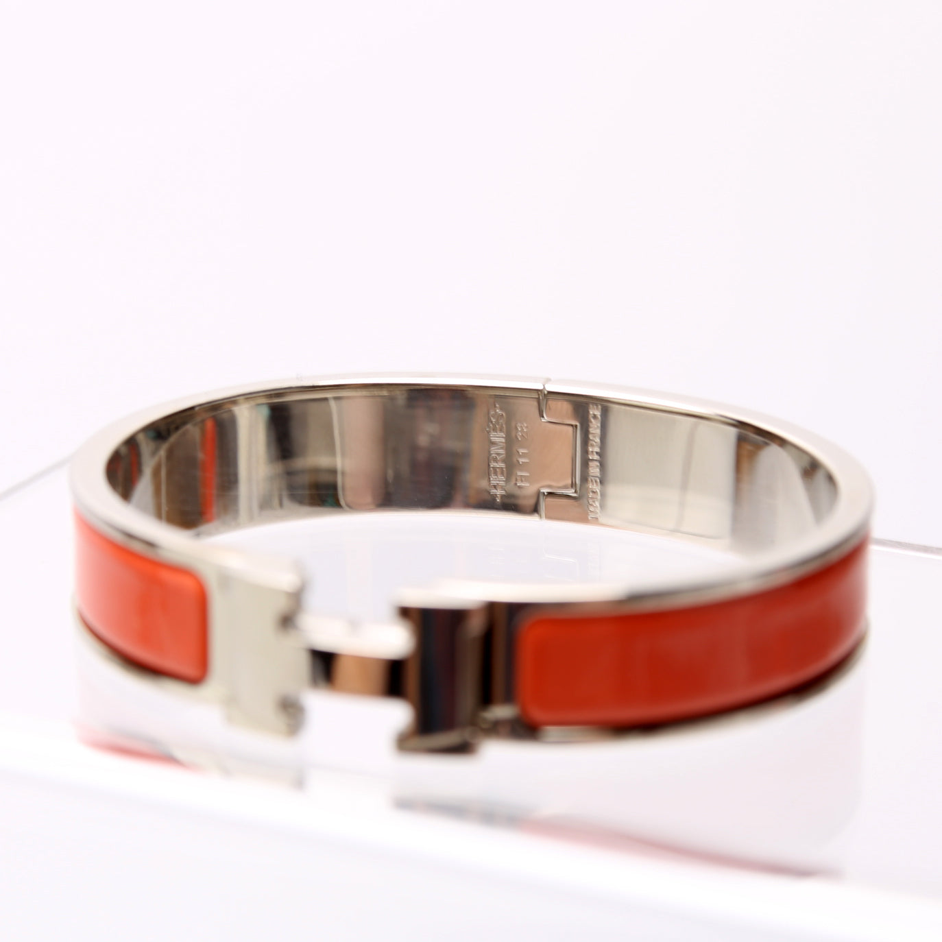 Hermes Clic Clac Narrow PM Bracelet Silver/Orange
