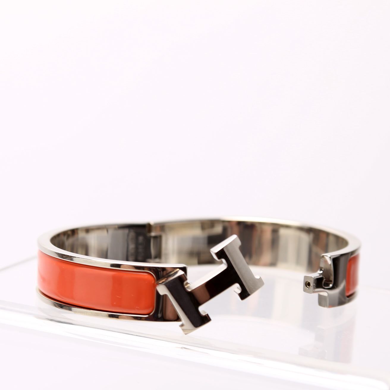 Hermes Clic Clac Narrow PM Bracelet Silver/Orange