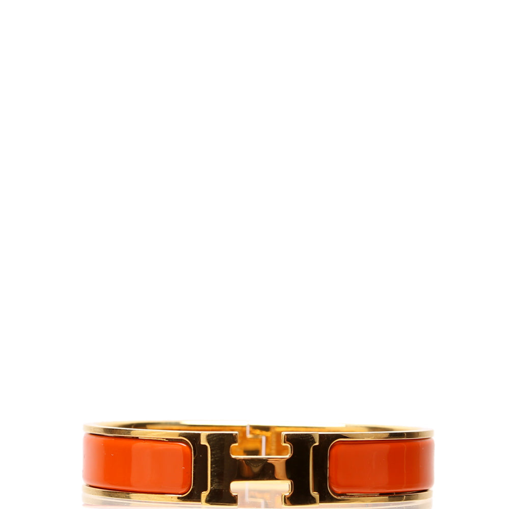 Hermes Clic Clac Narrow PM Bracelet Gold/Orange