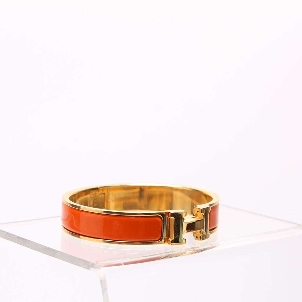 Hermes Clic Clac Narrow PM Bracelet Gold/Orange