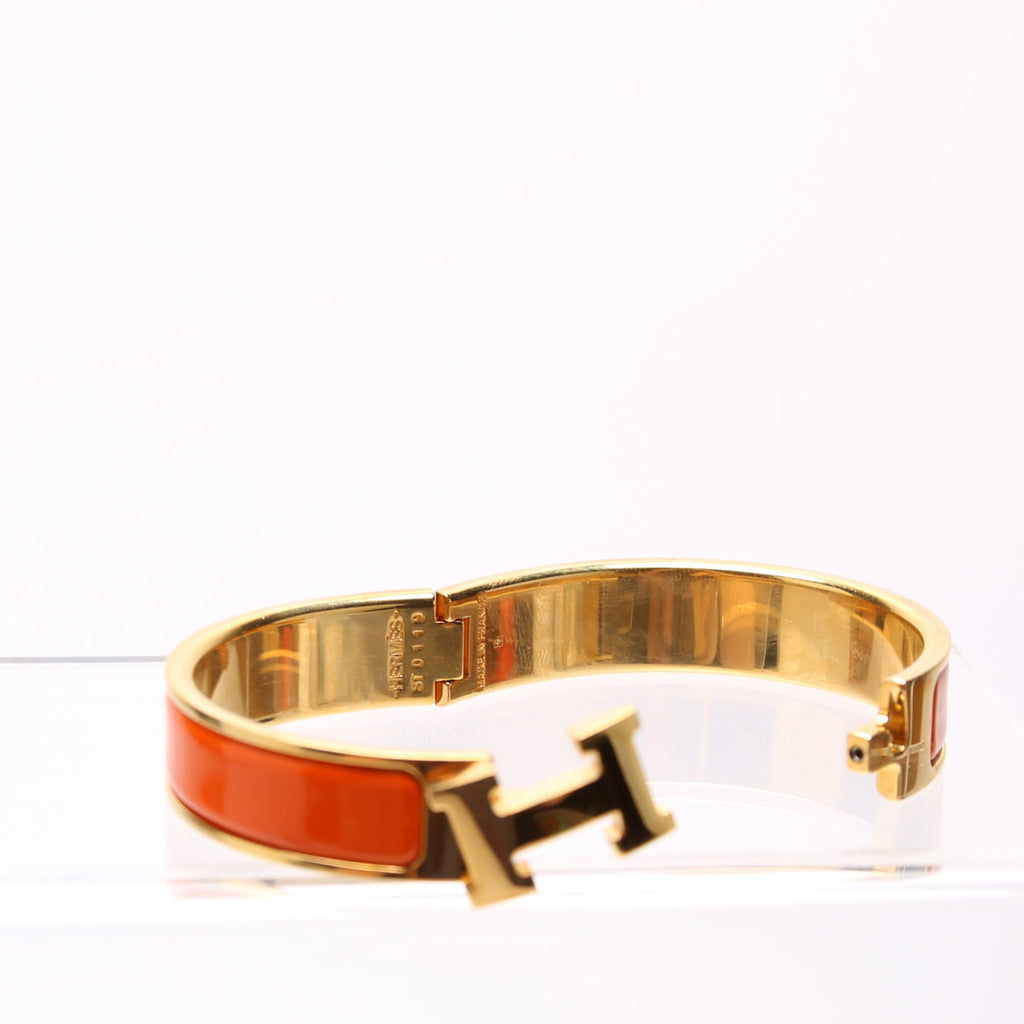 Hermes Clic Clac Narrow PM Bracelet Gold/Orange