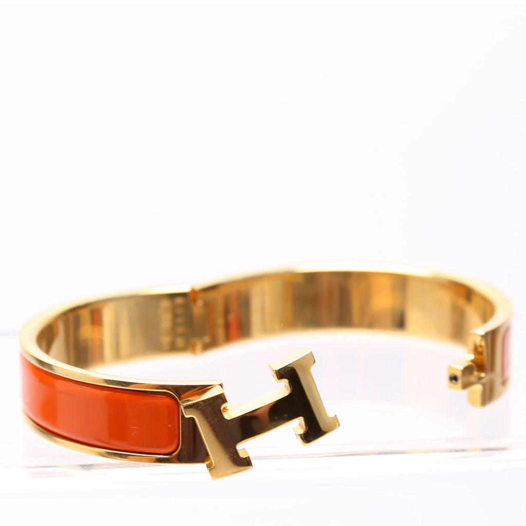 Hermes Clic Clac Narrow PM Bracelet Gold/Orange