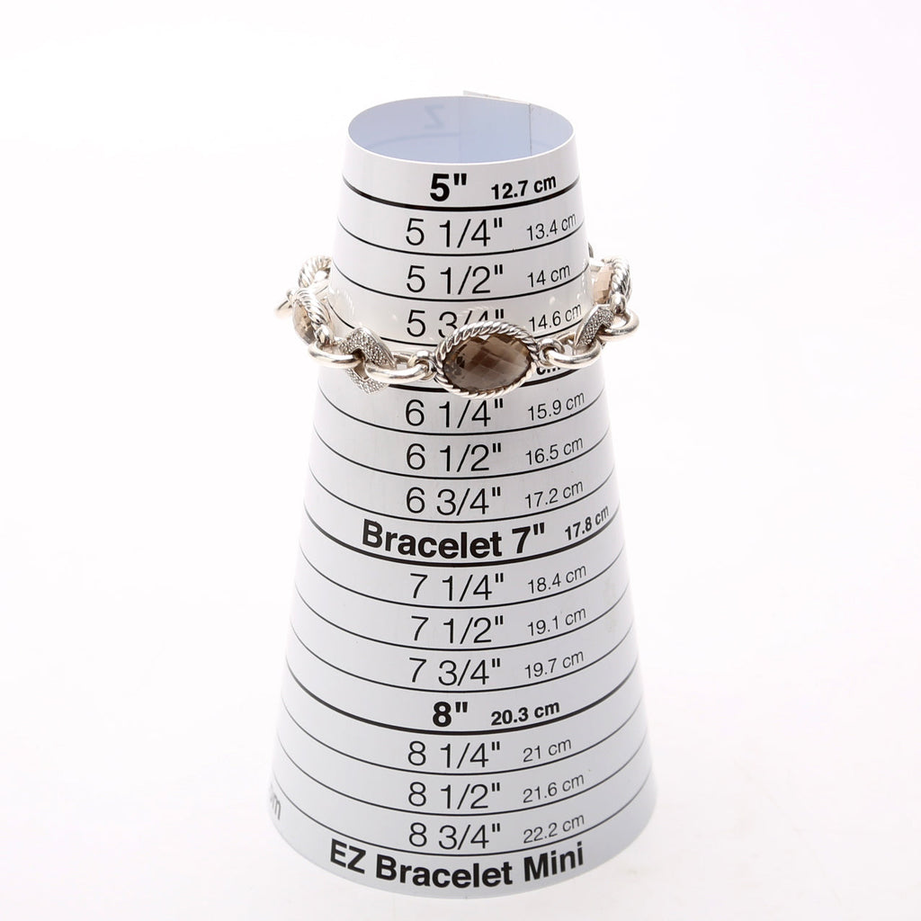 Oval Link Bracelet 925/Smoky Quartz/PAVE