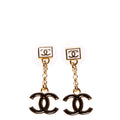Square CC Drop Earrings Gold/Multicolor