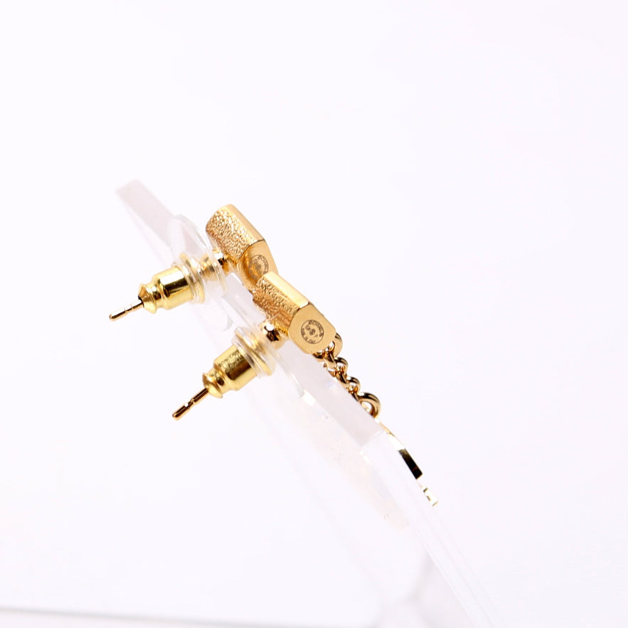 Square CC Drop Earrings Gold/Multicolor