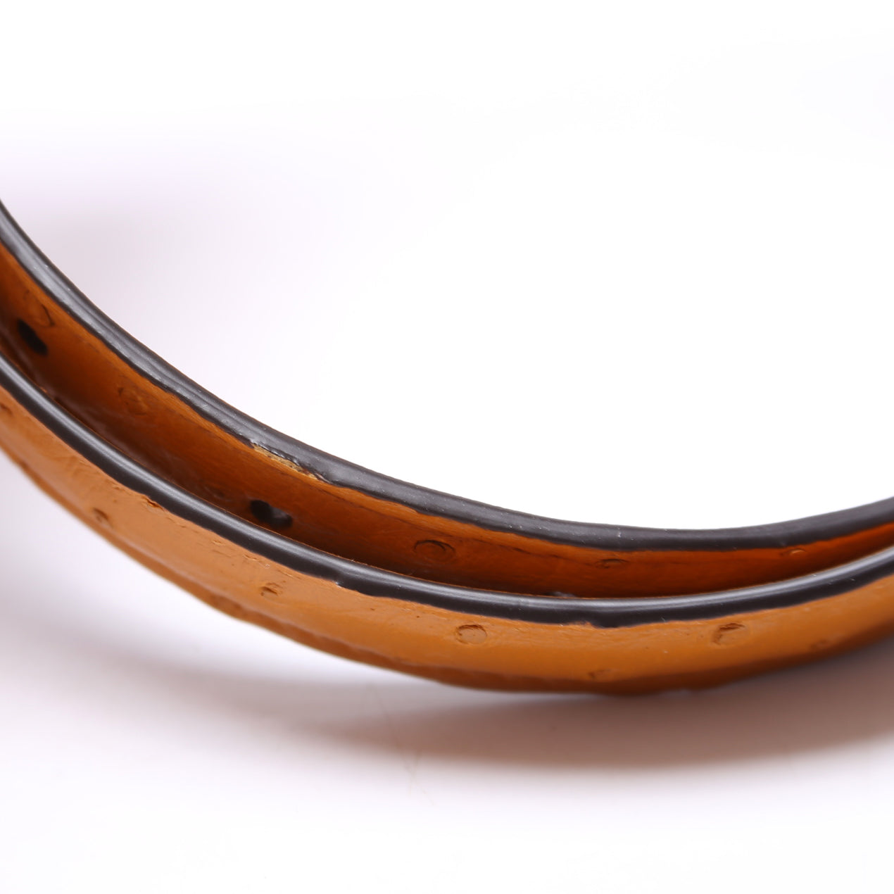 723073 Blondie Thin Ostrich Leather Belt Size 80/32 Ochre