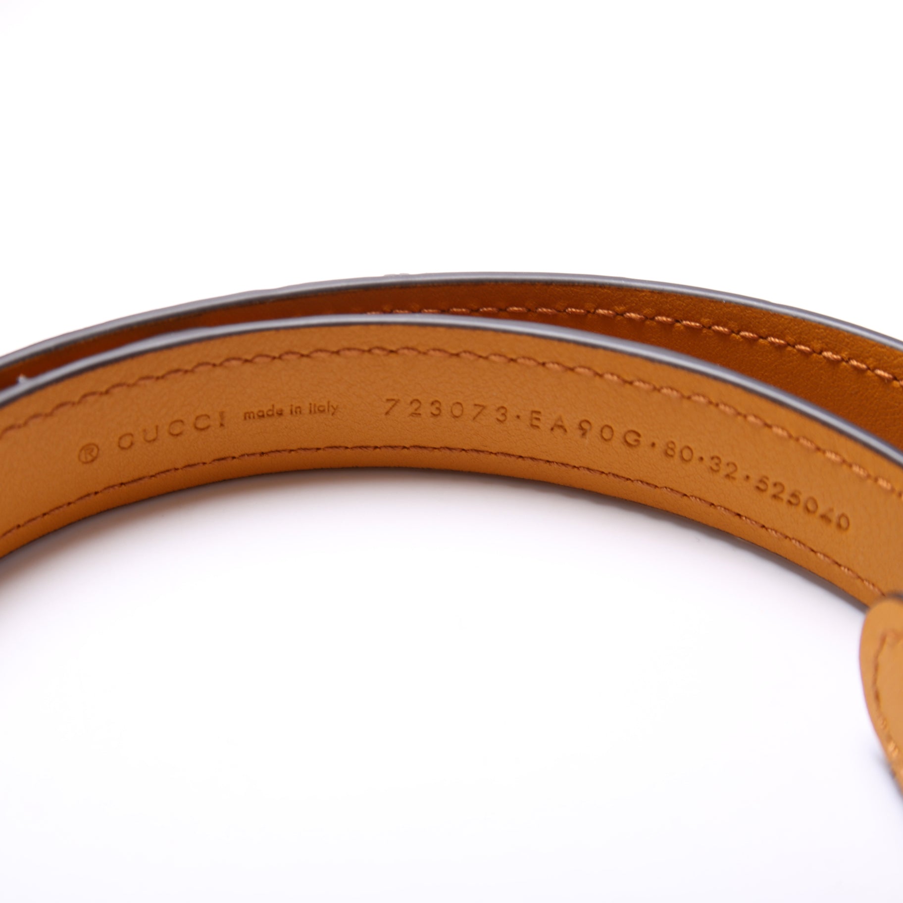 723073 Blondie Thin Ostrich Leather Belt Size 80/32 Ochre