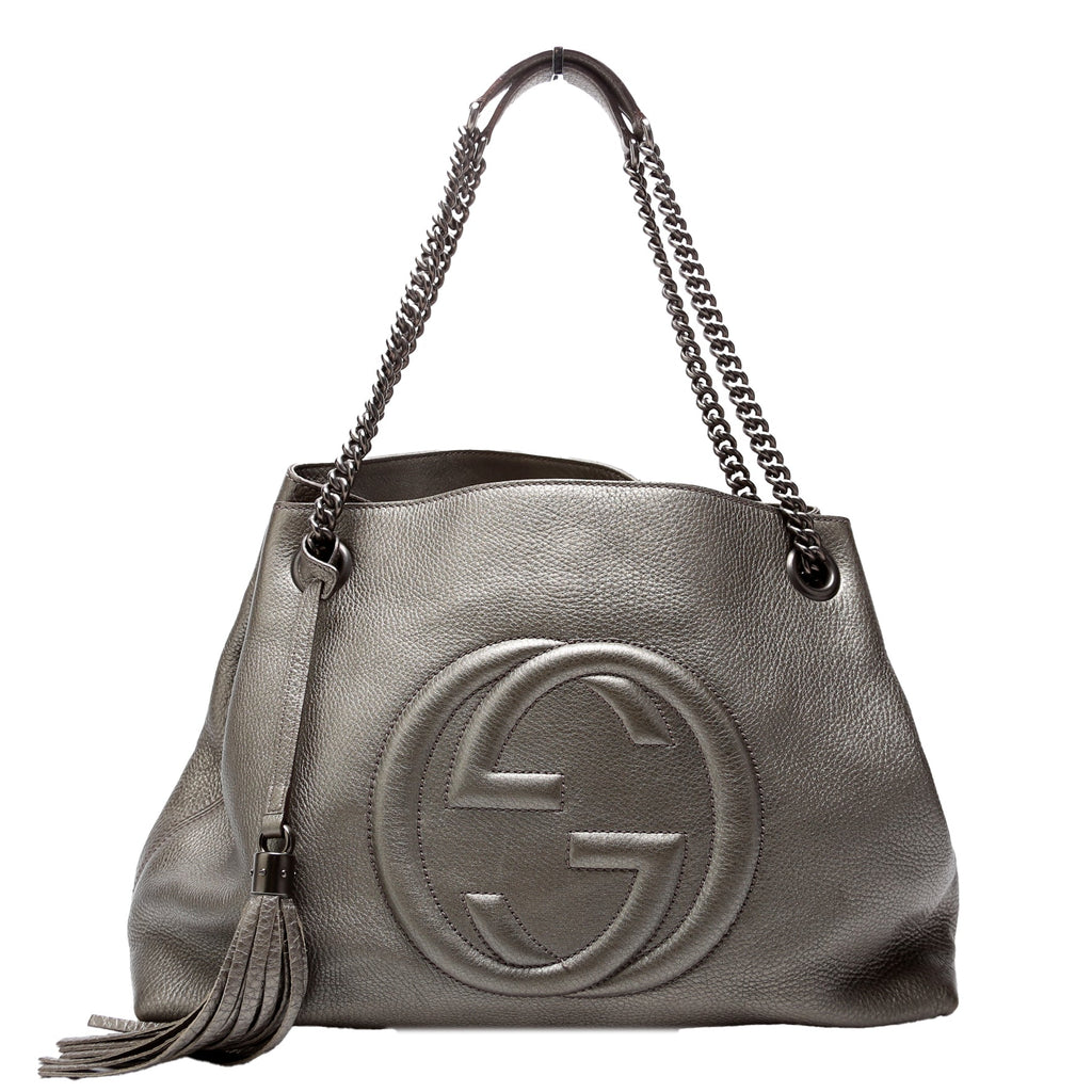 308982 Soho Leather Shoulder Medium Grey