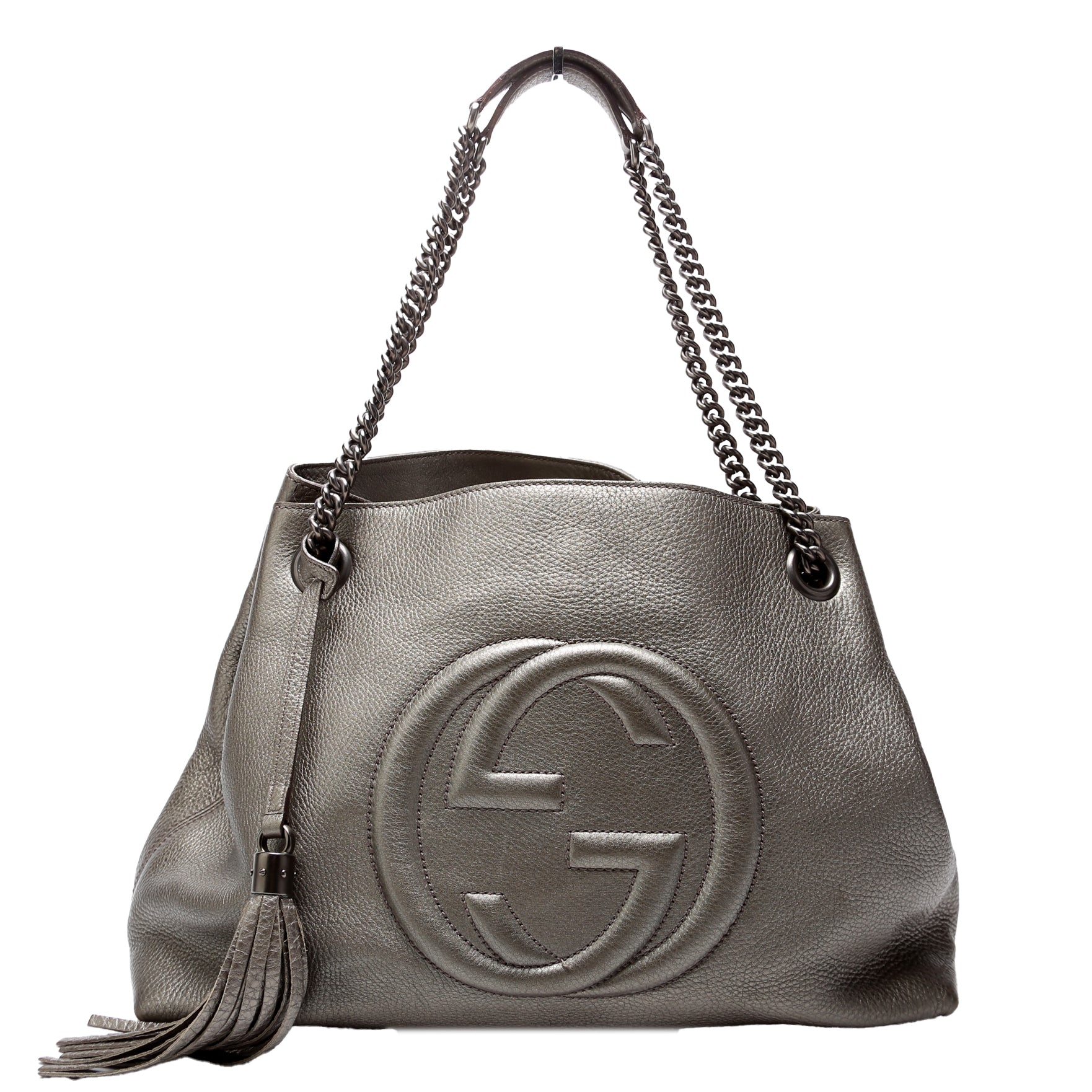 308982 Soho Leather Shoulder Medium Grey