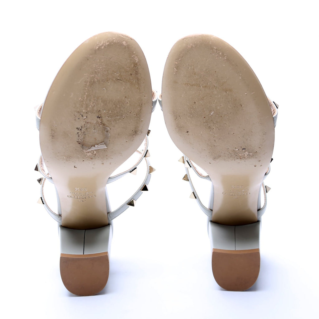 Rockstud Block Heels Size 38.5 Blue