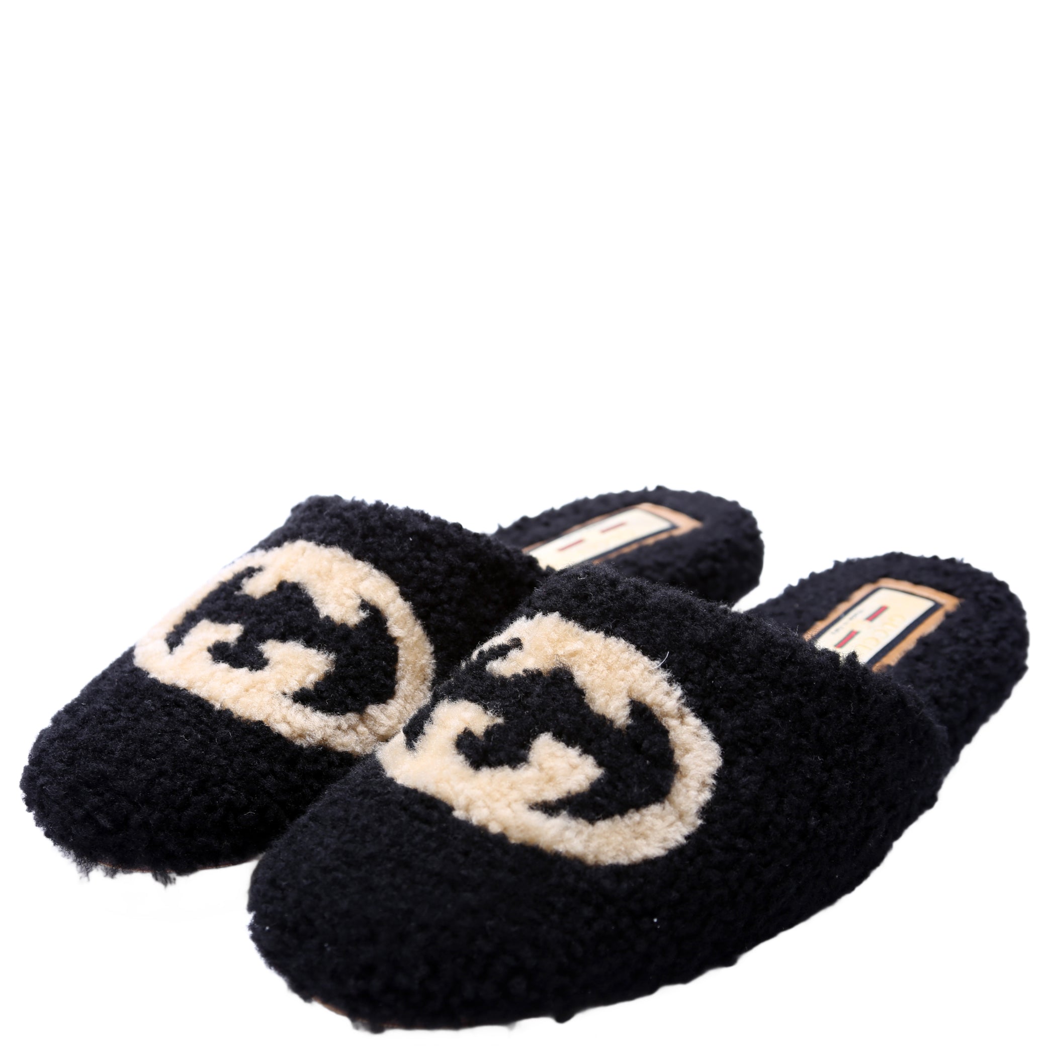 Shearling Slippers Size 38 Black