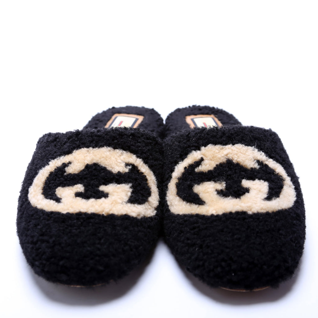 Shearling Slippers Size 38 Black