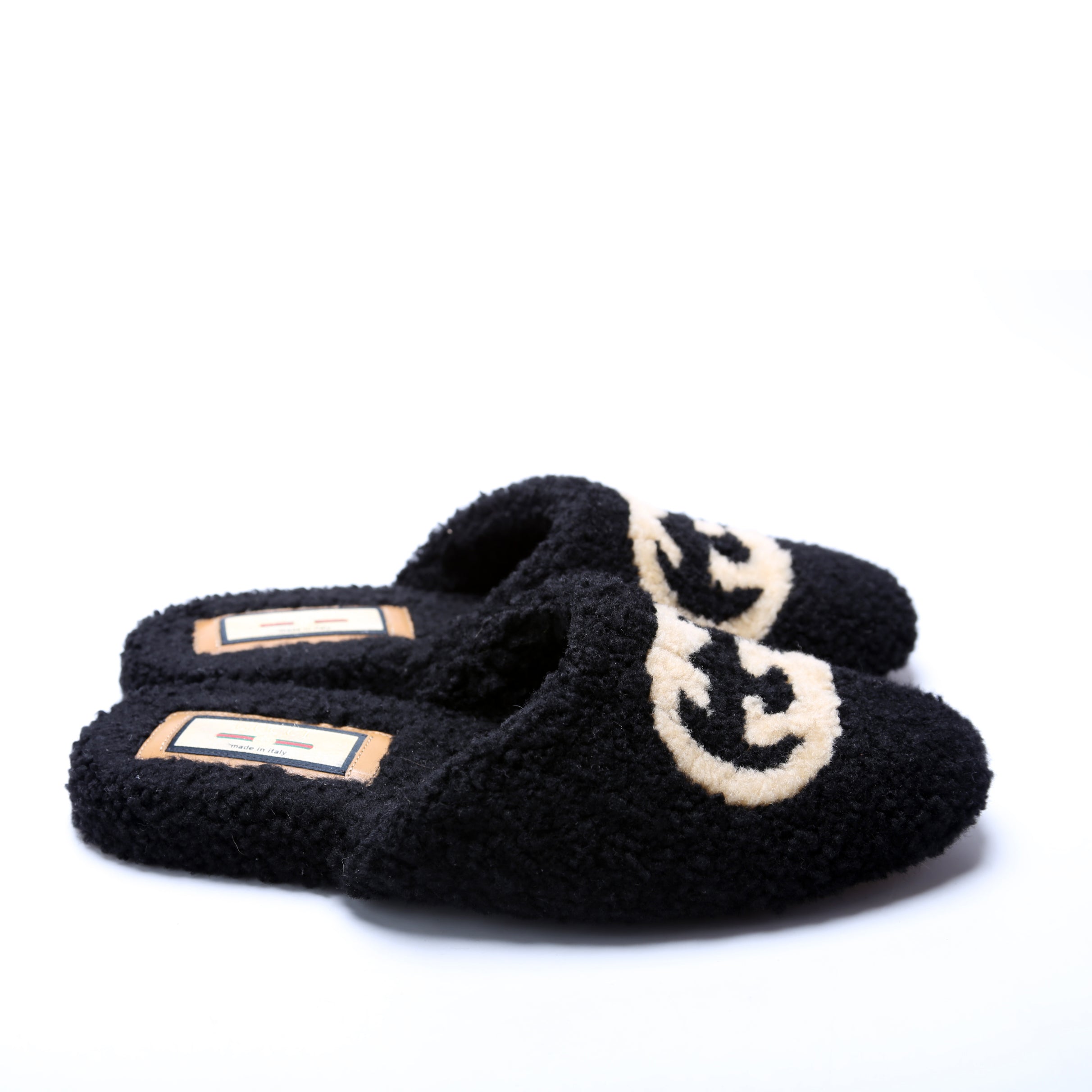Shearling Slippers Size 38 Black