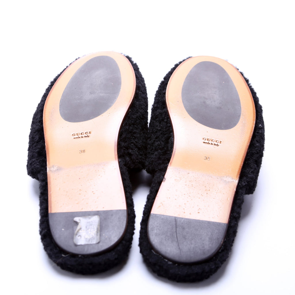 Shearling Slippers Size 38 Black