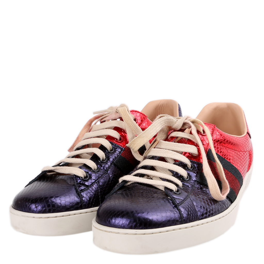 Gucci Metallic Ayers Web Sneakers Size 41