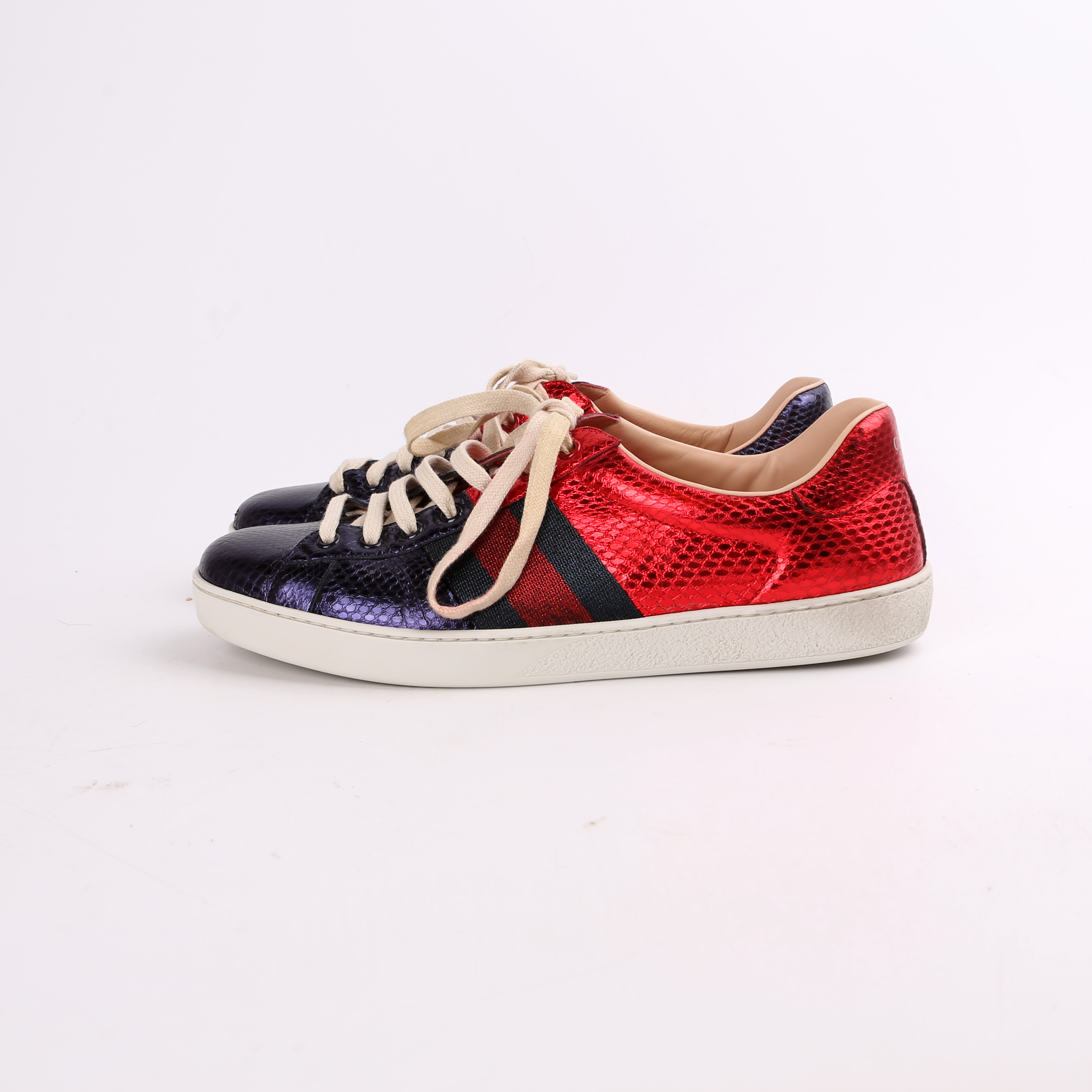 Gucci Metallic Ayers Web Sneakers Size 41
