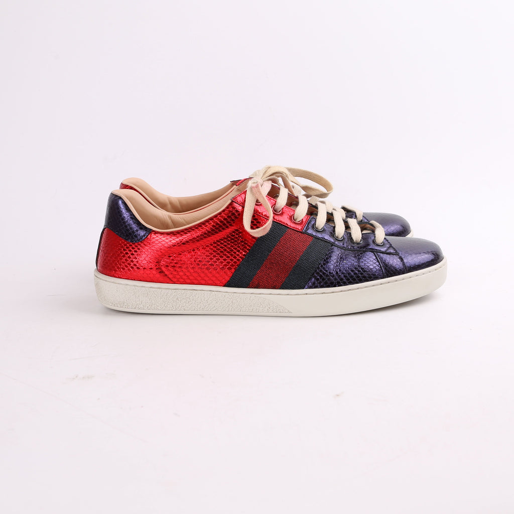 Gucci Metallic Ayers Web Sneakers Size 41