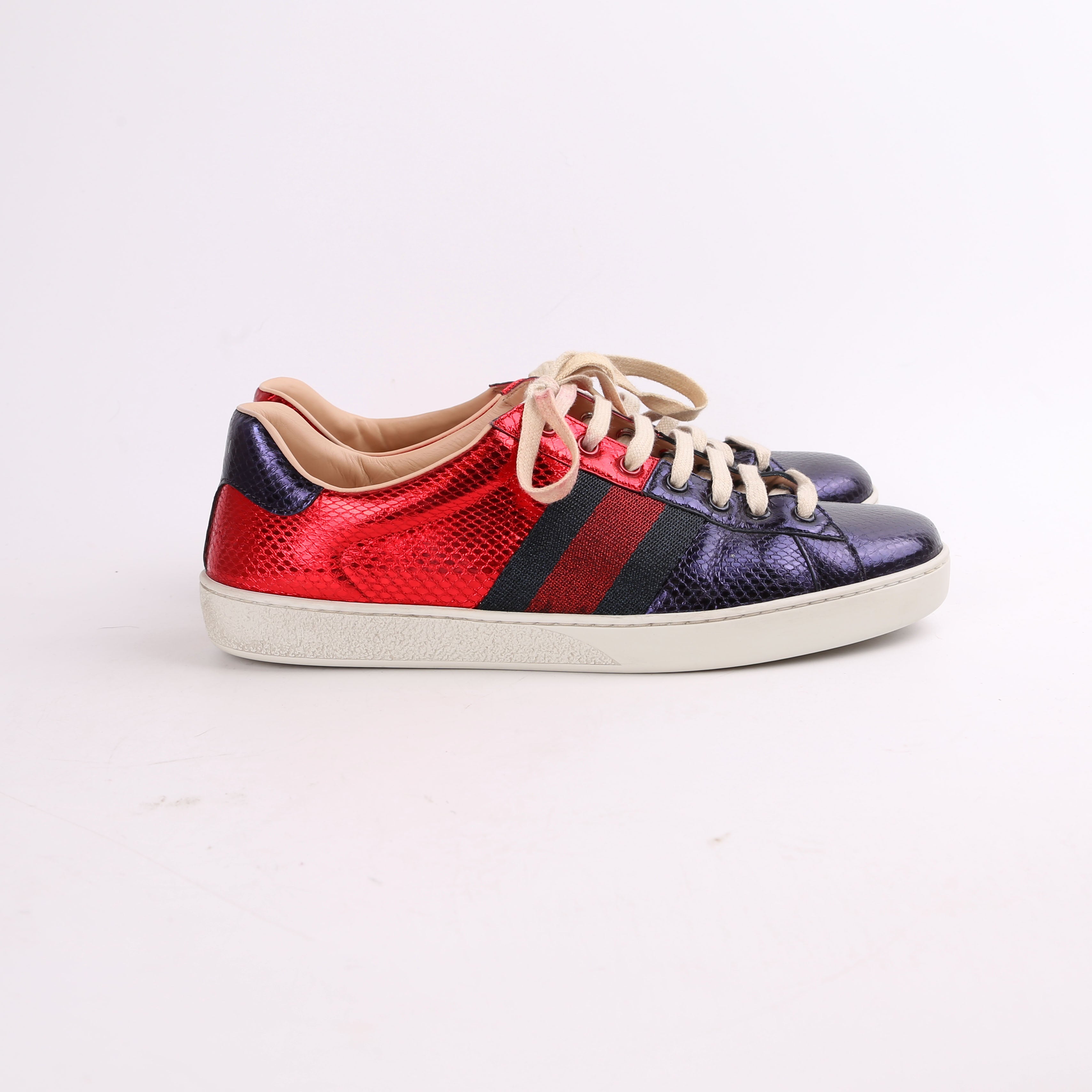 Gucci Metallic Ayers Web Sneakers Size 41