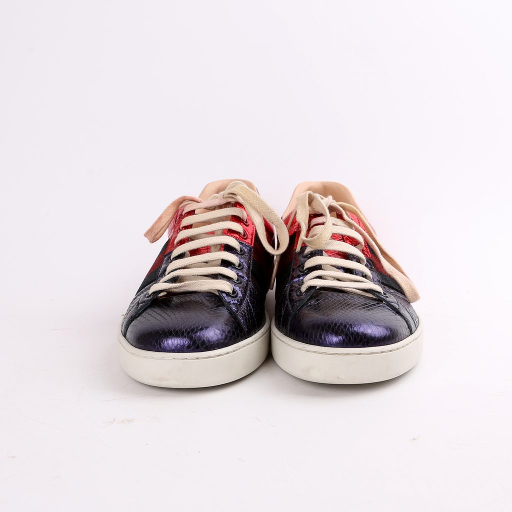 Gucci Metallic Ayers Web Sneakers Size 41